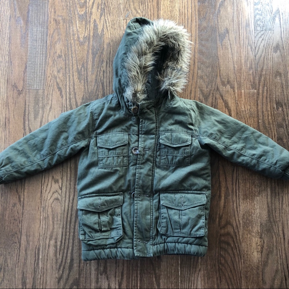 Gap Toddler 4T Canvas look Jacket with Fur hood